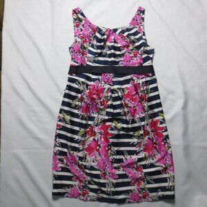 MOTHERHOOD MATERNITY womens FLORAL sleeveless DRESS pink NAVY striped SIZE M